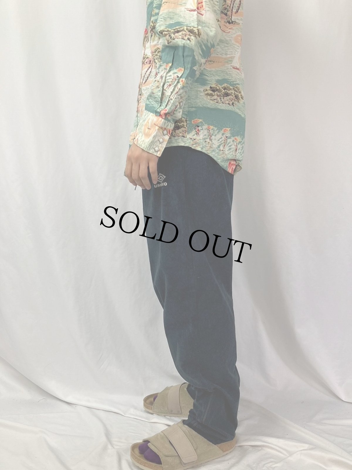 画像3: 90's UMBRO ロゴ刺繍 ベロアイージーパンツ BLACK XL (3)