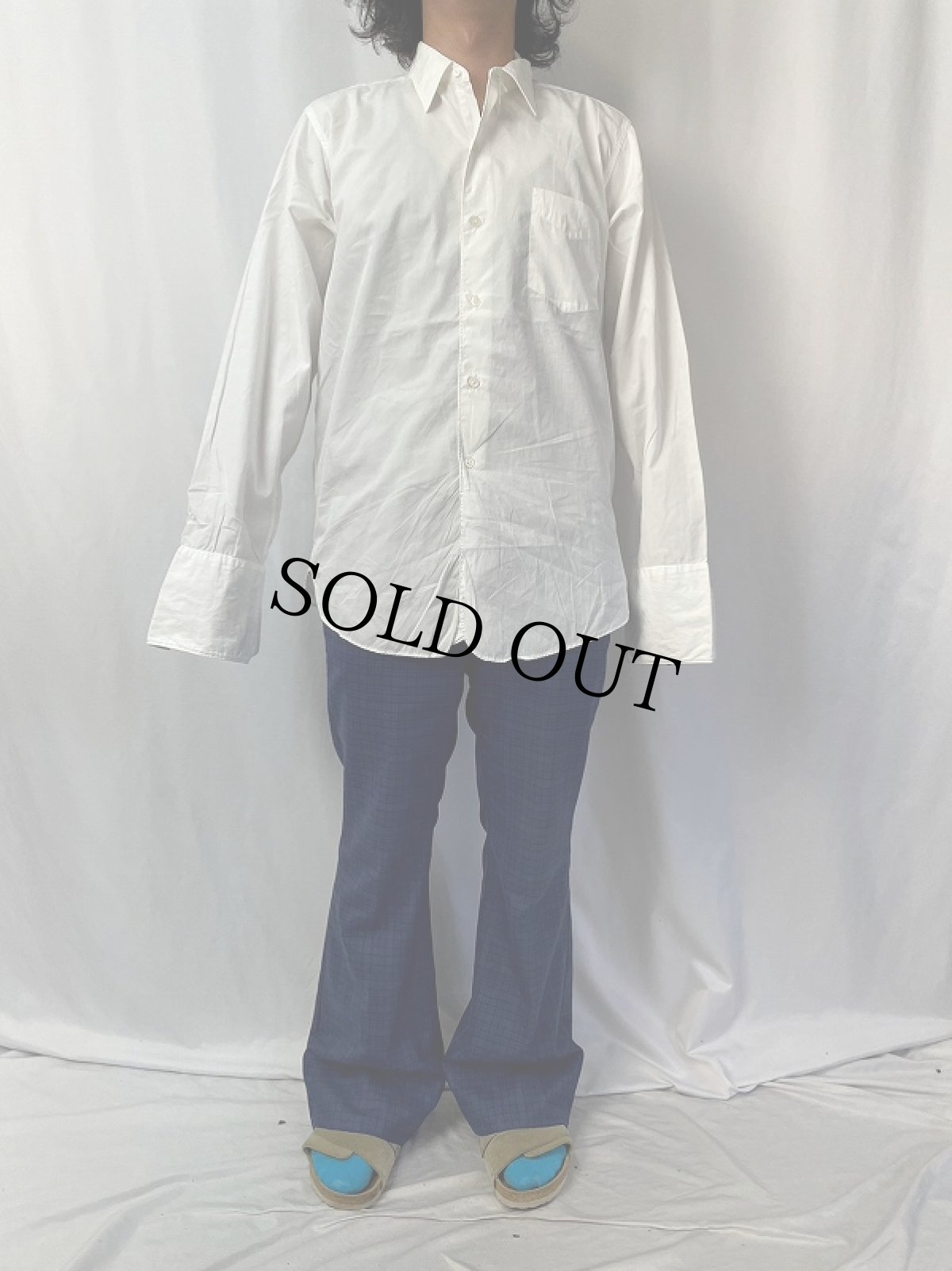 画像2: 60's JOHN DAVID ダブルカフス&マチ付き コットンドレスシャツ (2)