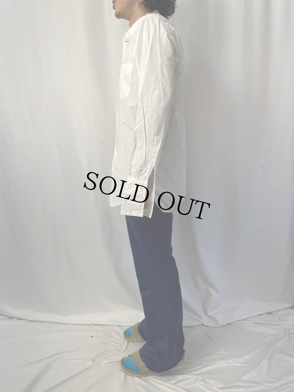 画像3: 60's JOHN DAVID ダブルカフス&マチ付き コットンドレスシャツ (3)