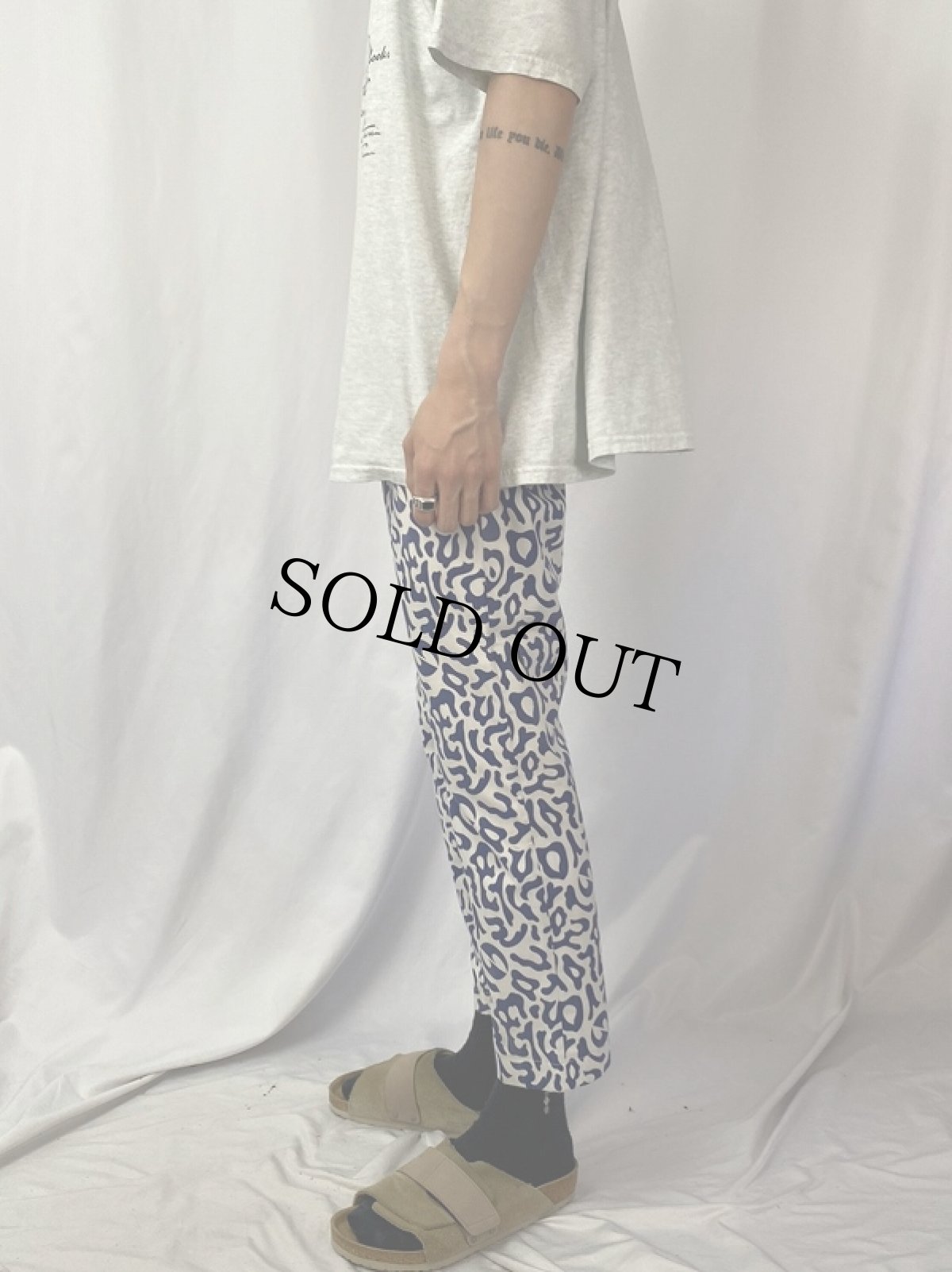 画像3: 70's 韓国 学生軍事訓練用 バクテリア迷彩 "BLUE" HBTパンツ W28 (3)