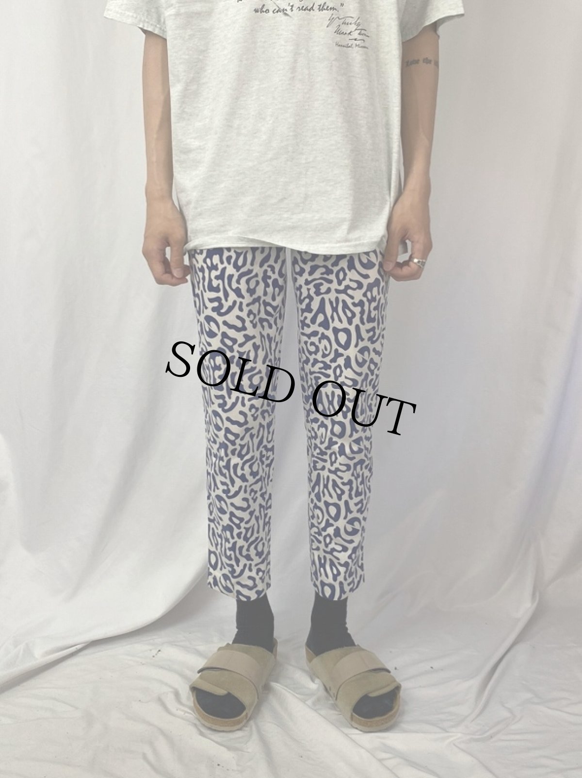 画像2: 70's 韓国 学生軍事訓練用 バクテリア迷彩 "BLUE" HBTパンツ W28 (2)