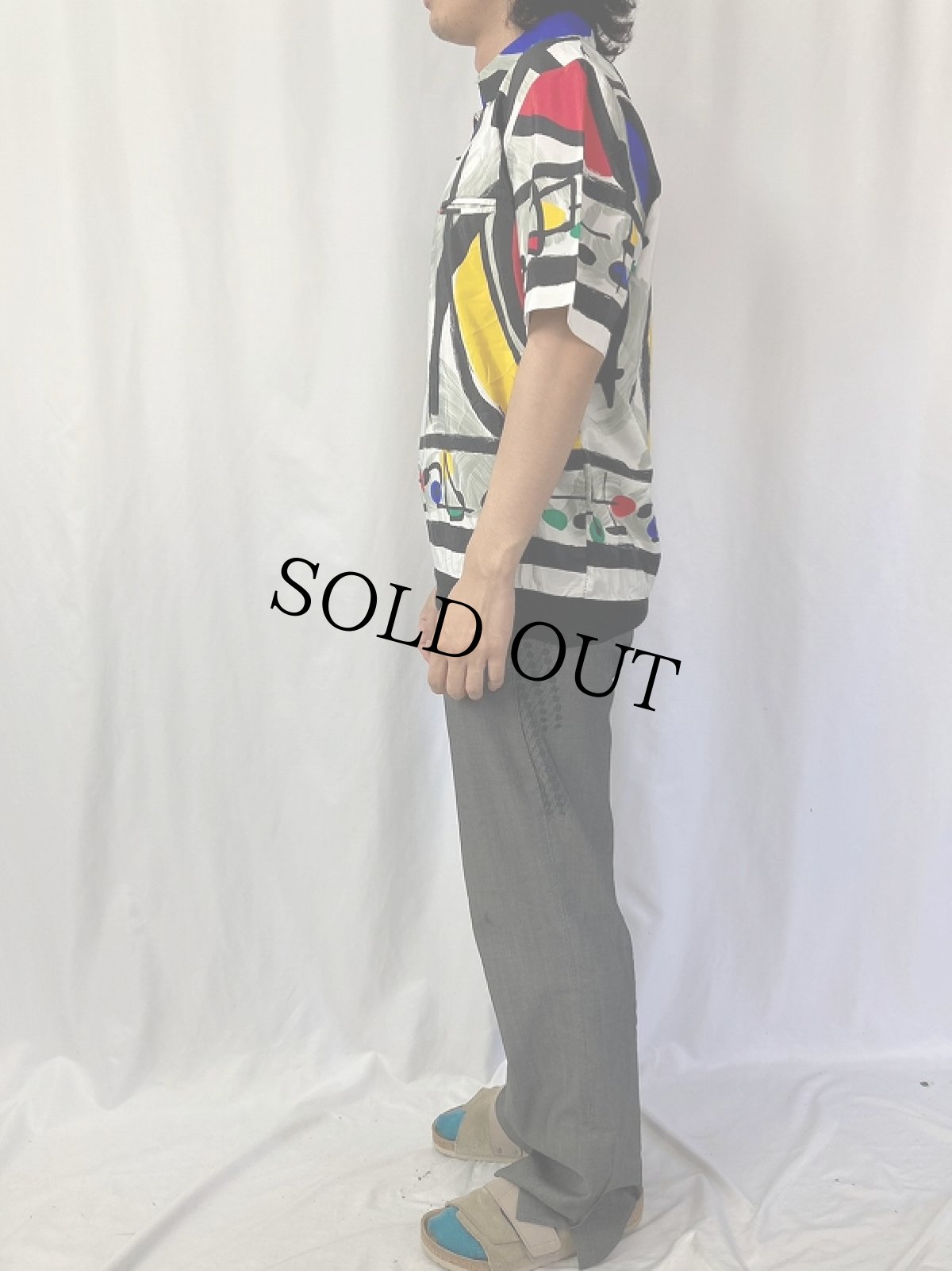 画像3: 90's Alan Stuart アート柄 ハーフジップ プルオーバー M (3)