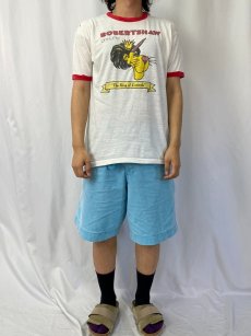 画像2: 80's "ROBERTSHAW Uni-Line" ライオンイラスト 染み込みプリント リンガーTシャツ (2)