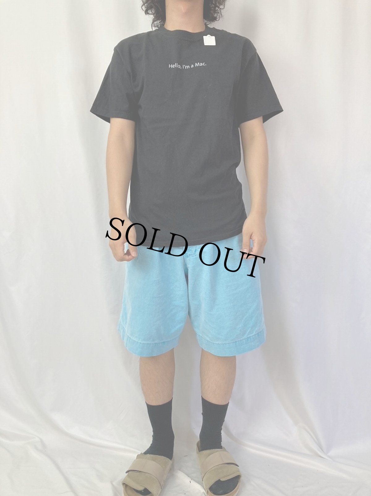 画像2: Apple "Hello, I'm a Mac." ロゴプリントTシャツ BLACK M (2)