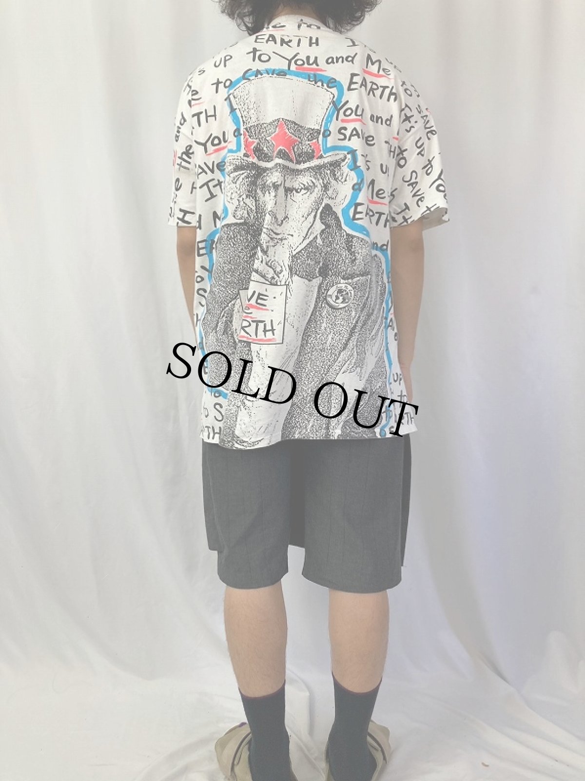画像4: 90's Uncle Sam "SAVE THE EARTH" 大判プリントTシャツ (4)