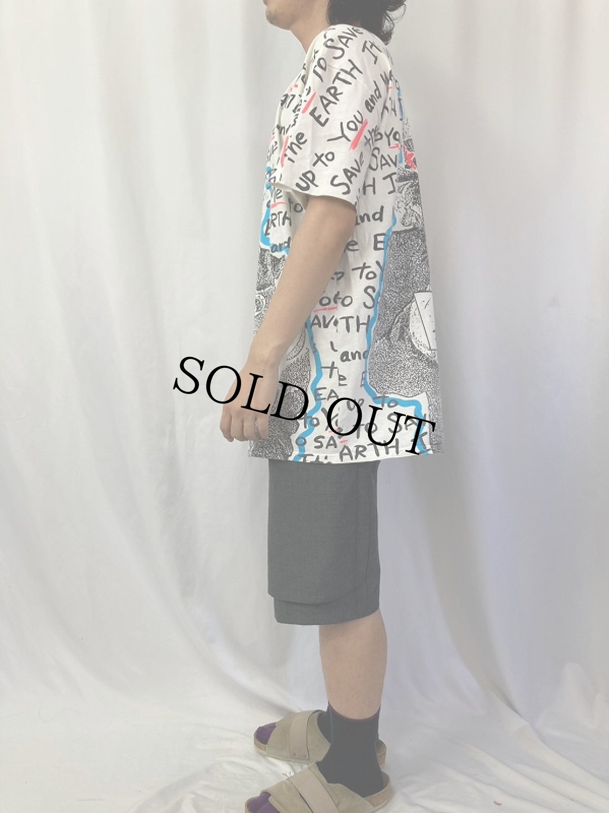 画像3: 90's Uncle Sam "SAVE THE EARTH" 大判プリントTシャツ (3)