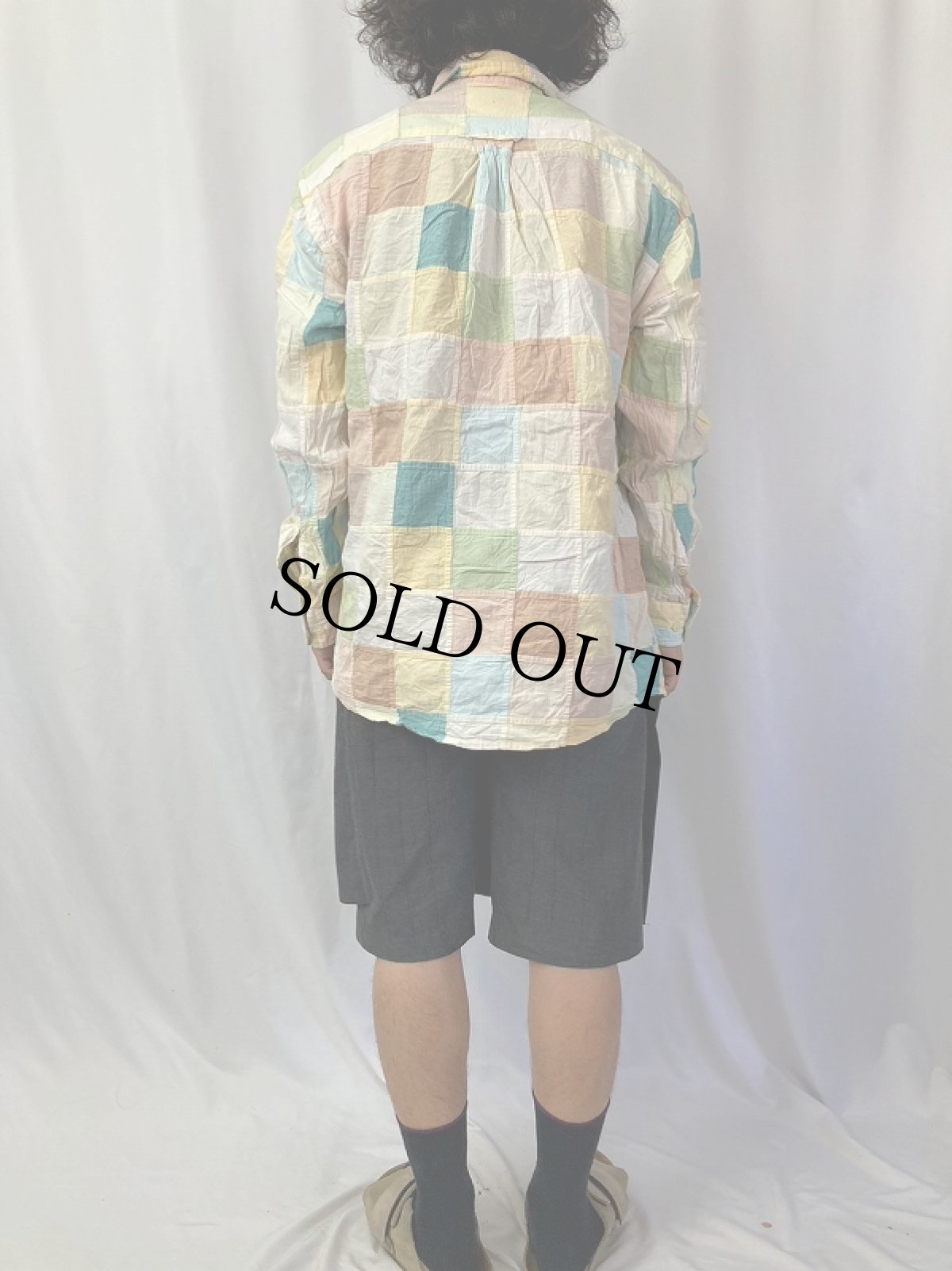 画像4: 90〜2000's ORVIS パッチワークデザイン ボタンダウンコットンシャツ M (4)