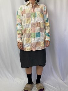 画像2: 90〜2000's ORVIS パッチワークデザイン ボタンダウンコットンシャツ M (2)
