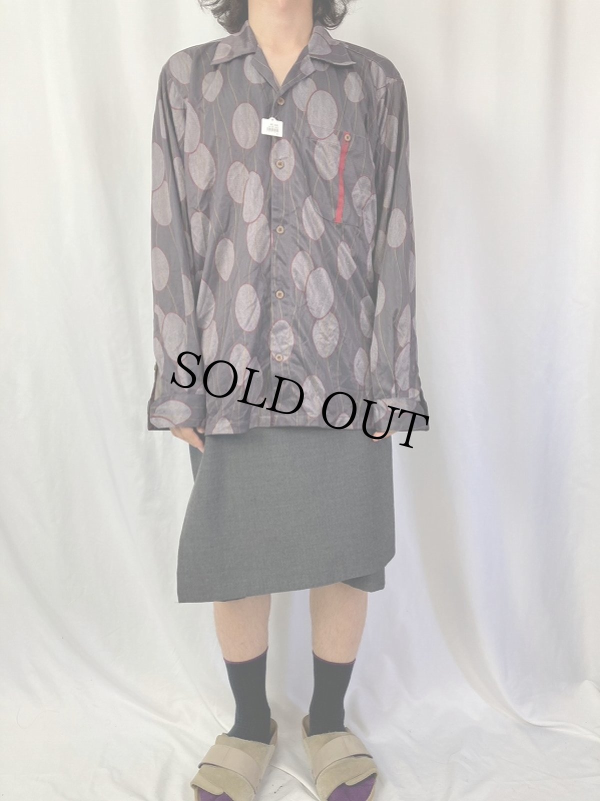 画像2: 2000's Patagonia 総柄 オープンカラーポリシャツ M (2)