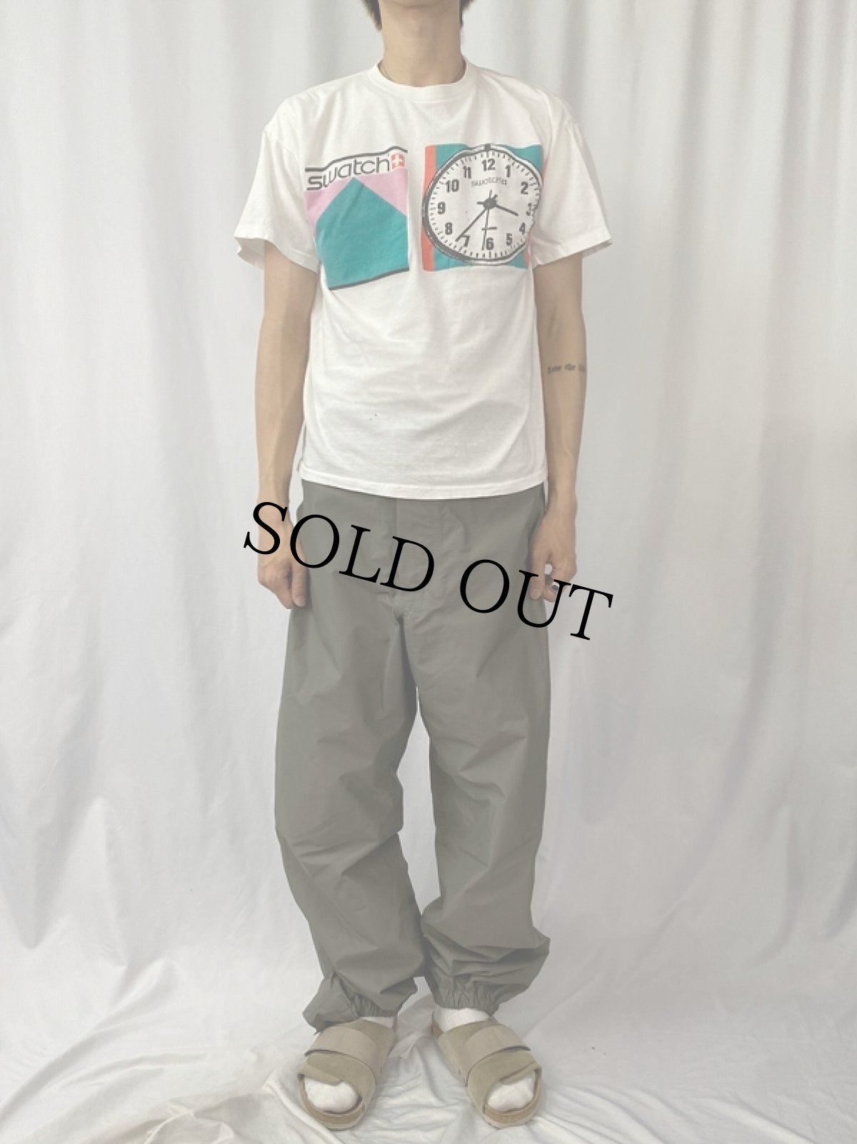 画像2: 90's swatch 時計ブランド ロゴプリントTシャツ (2)