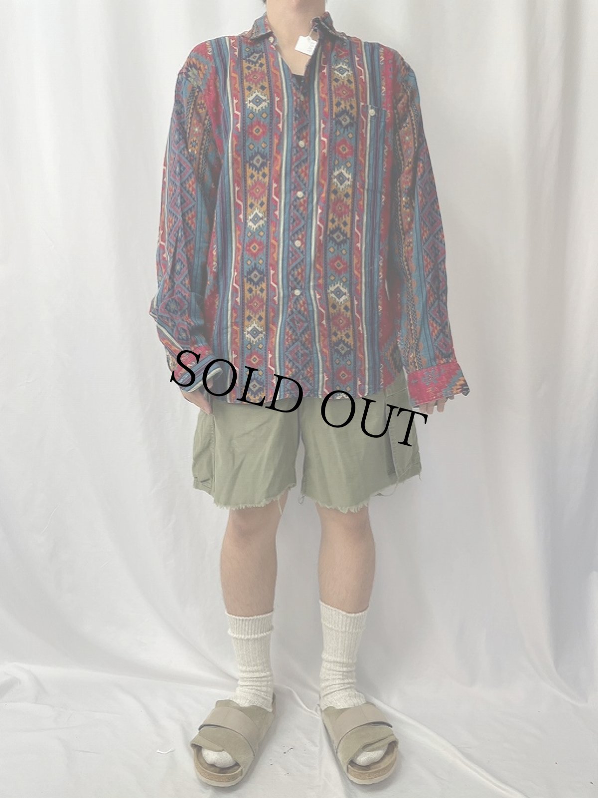 画像2: Shelter Island ネイティブ柄シャツ M (2)