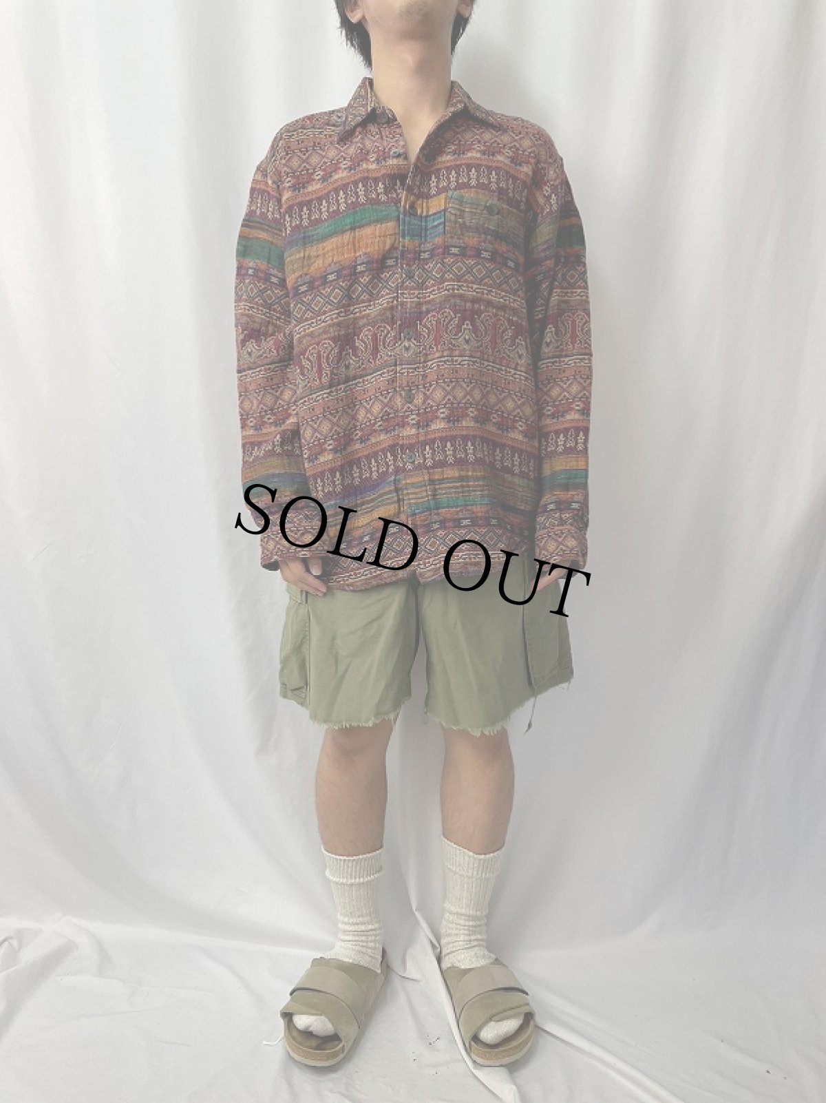 画像2: THE TERRITORY AHEAD インディアン柄 コットンシャツ M (2)