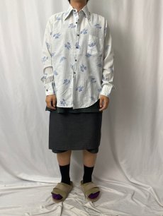 画像2: 70's Darwin 蝶柄 コットンポリシャツ L (2)