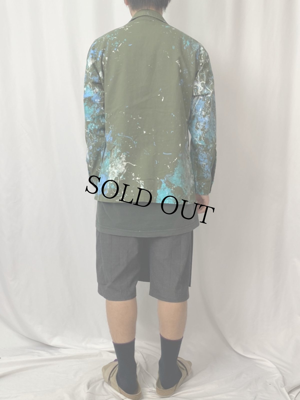 画像4: 70's U.S.ARMY 刺繍×ペンキペイント ユーティリティシャツ (4)