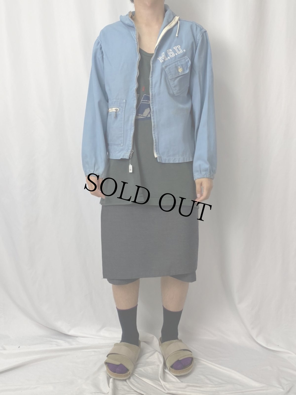 画像2: 60's "M.S.U." カレッジロゴ コットンパーカー (2)