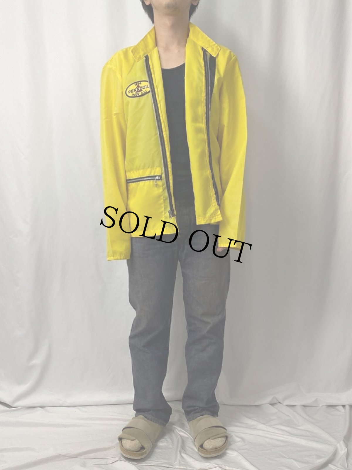 画像2: 80's PENNZOIL USA製 パッチ付きナイロンジャケット XL (2)