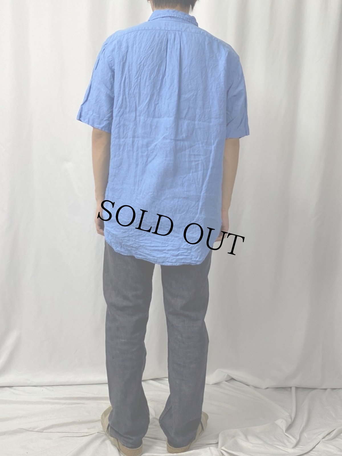 画像4: Ralph Lauren "CLASSIC FIT" リネン ボタンダウンシャツ M (4)