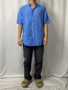 画像2: Ralph Lauren "CLASSIC FIT" リネン ボタンダウンシャツ M (2)
