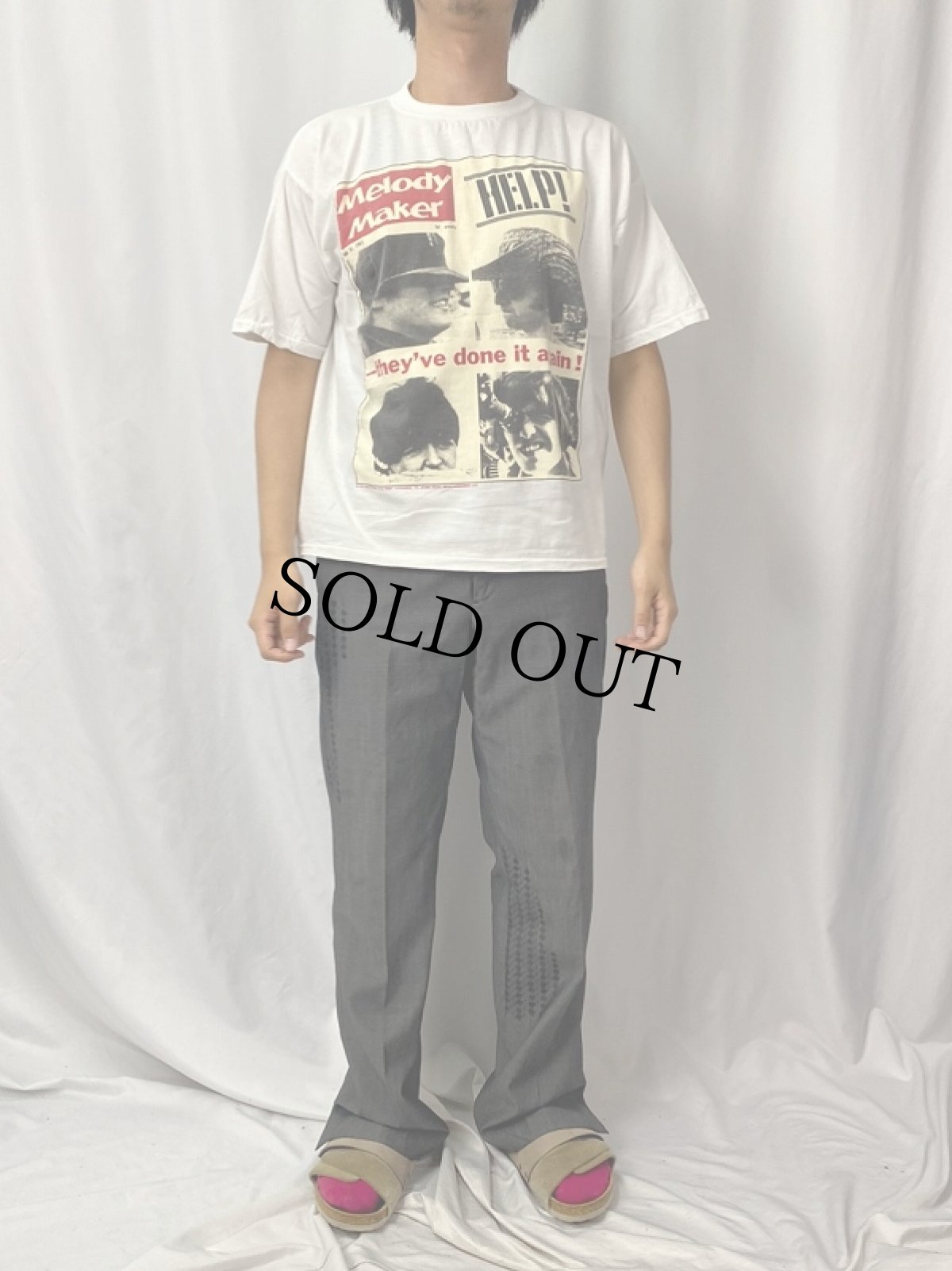 画像2: 90's THE BEATLES "Melody Maker" ロックバンド マガジンプリントTシャツ L (2)