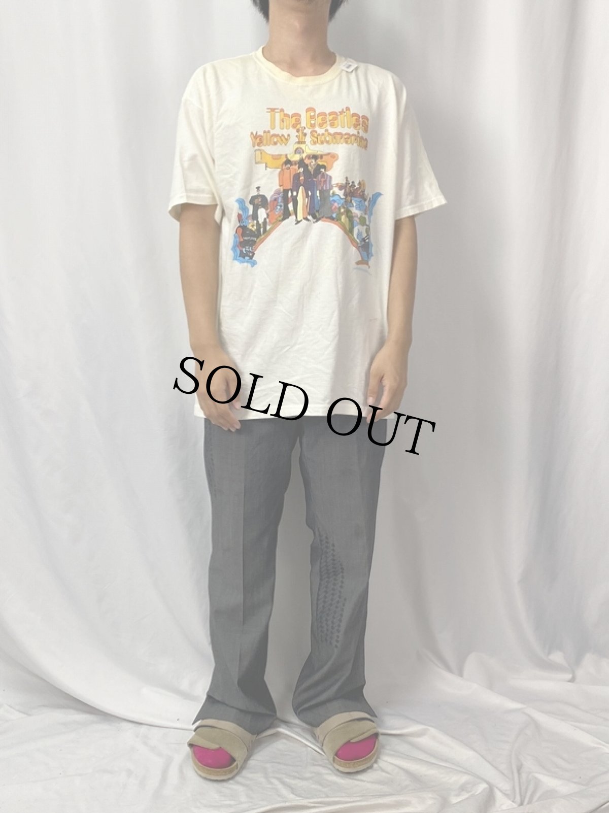 画像2: 2000's THE BEATLES "Yellow Submarine" ロックバンド アニメプリントTシャツ L (2)