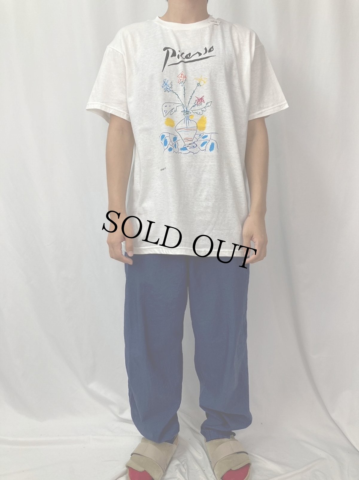 画像2: 90's Pablo Picasso “Flower in Vase” アートプリントTシャツ XL DEADSTOCK (2)