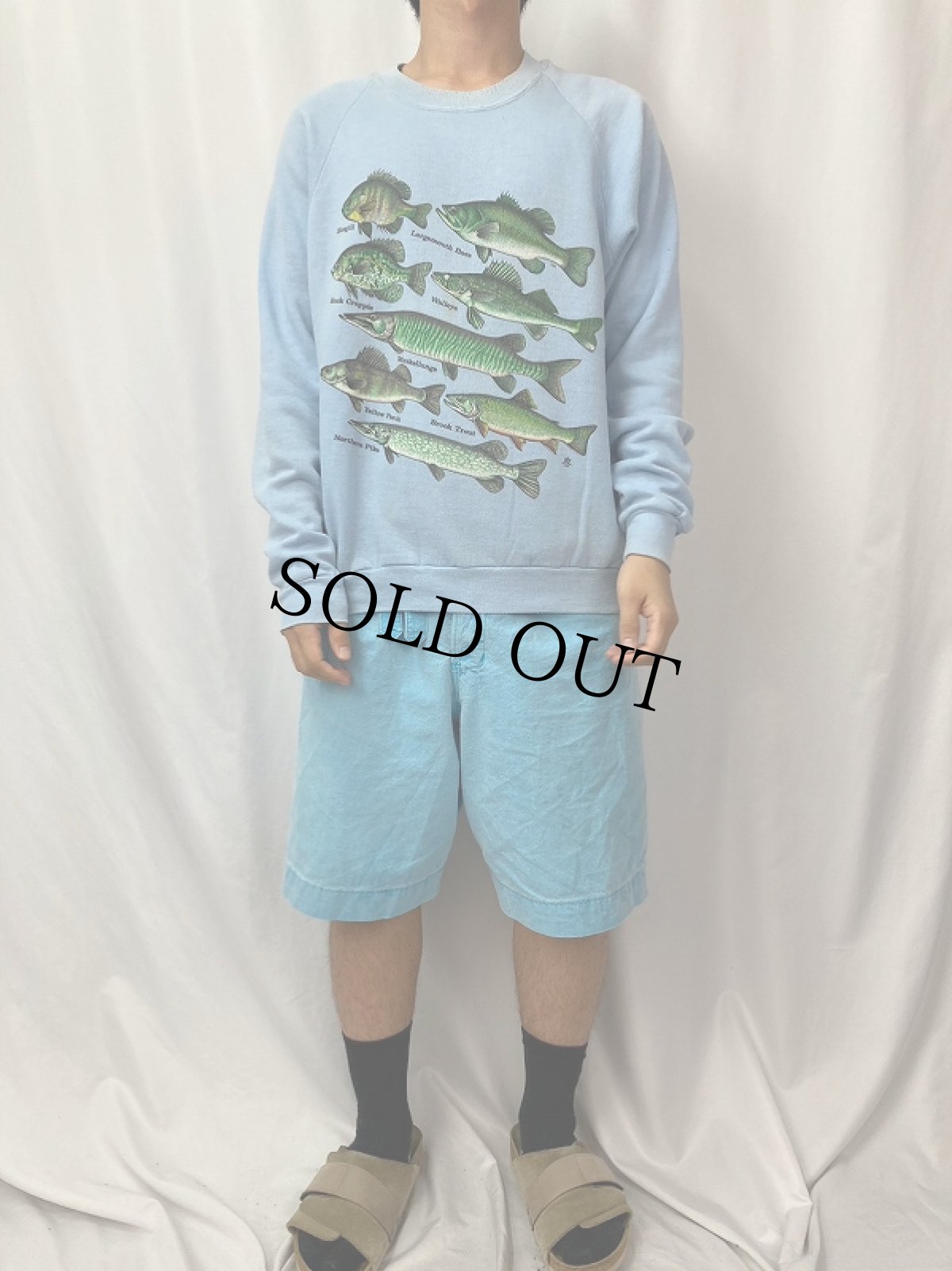 画像2: 80's LSJ Sportswear USA製 魚イラスト プリントスウェット XL (2)