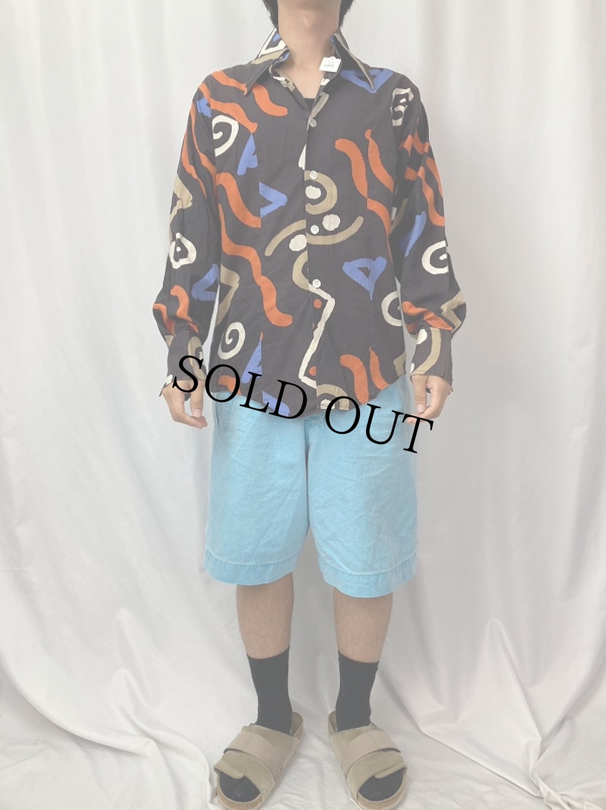 画像2: 70's Venezia THE BODY SHIRT 総柄シャツ M (2)