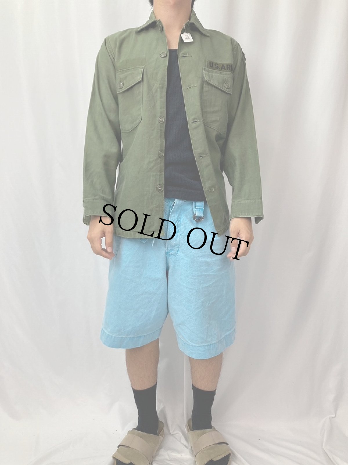 画像2: 60's U.S.ARMY パッチ付き ユーティリティシャツ (2)