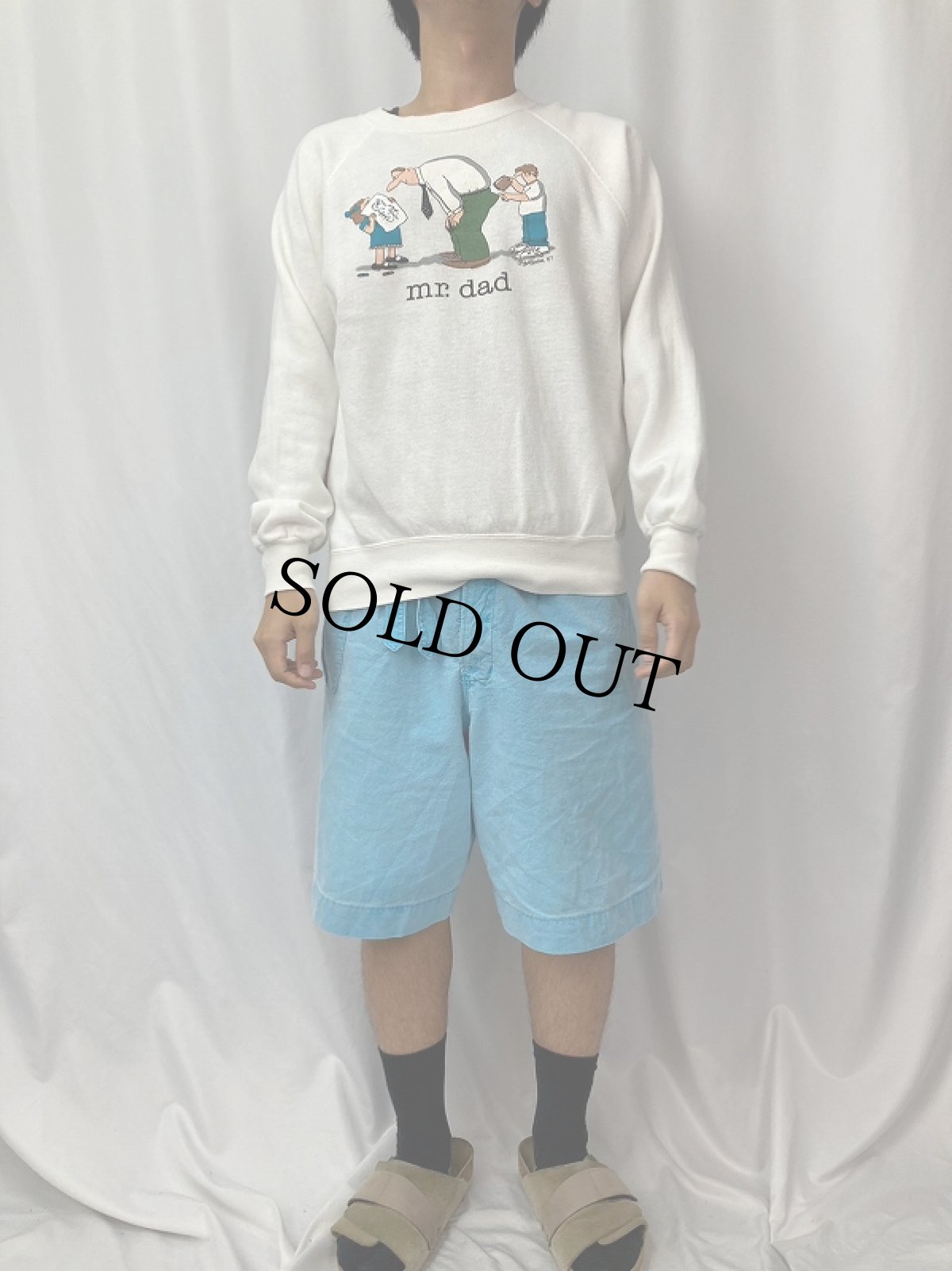 画像2: 80's Jim Benton "mr. dad" シュールイラスト プリントスウェット L (2)
