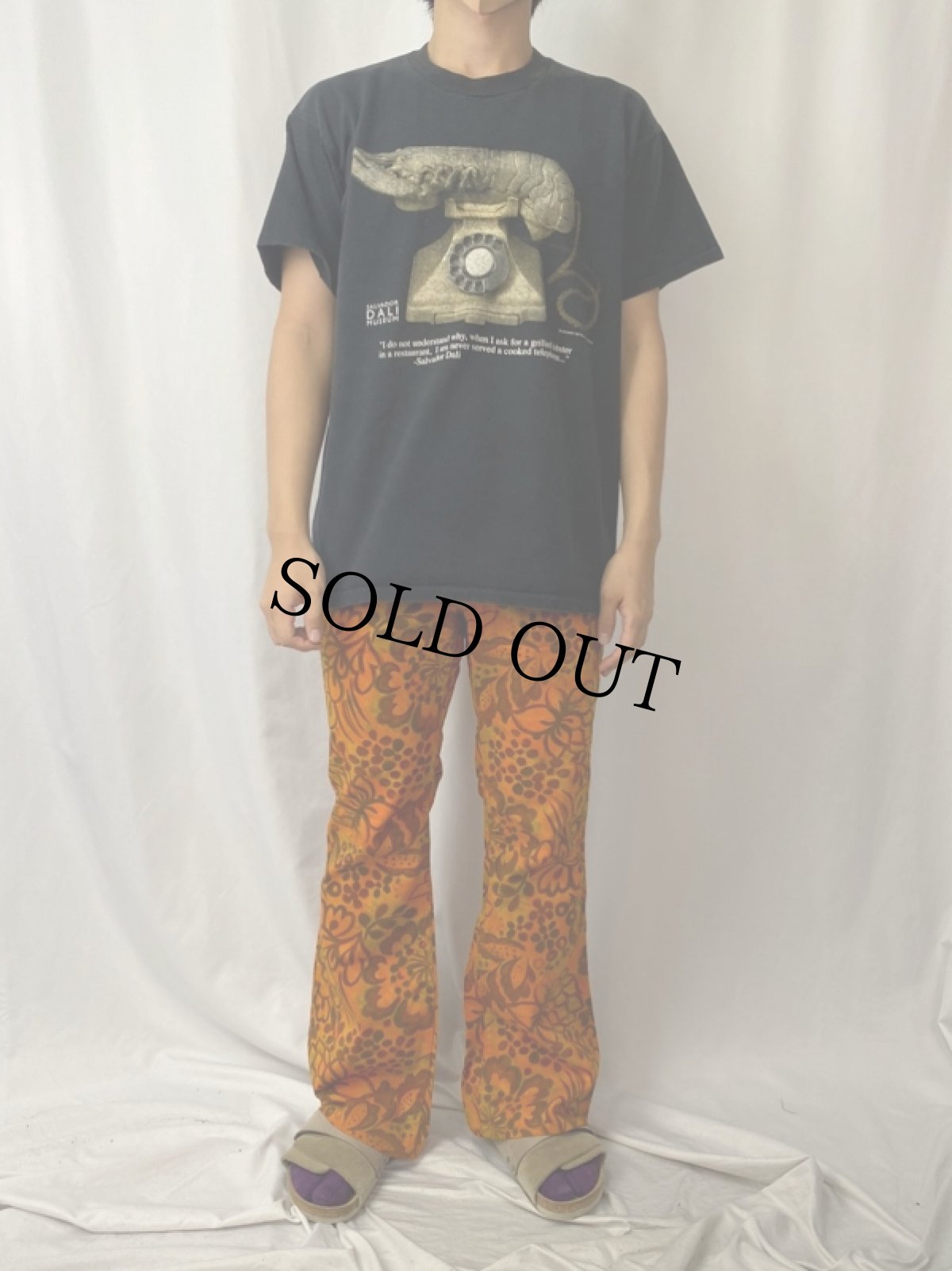 画像2: 90's SALVADOR DALI "Lobster Telephone" アートプリントTシャツ L (2)
