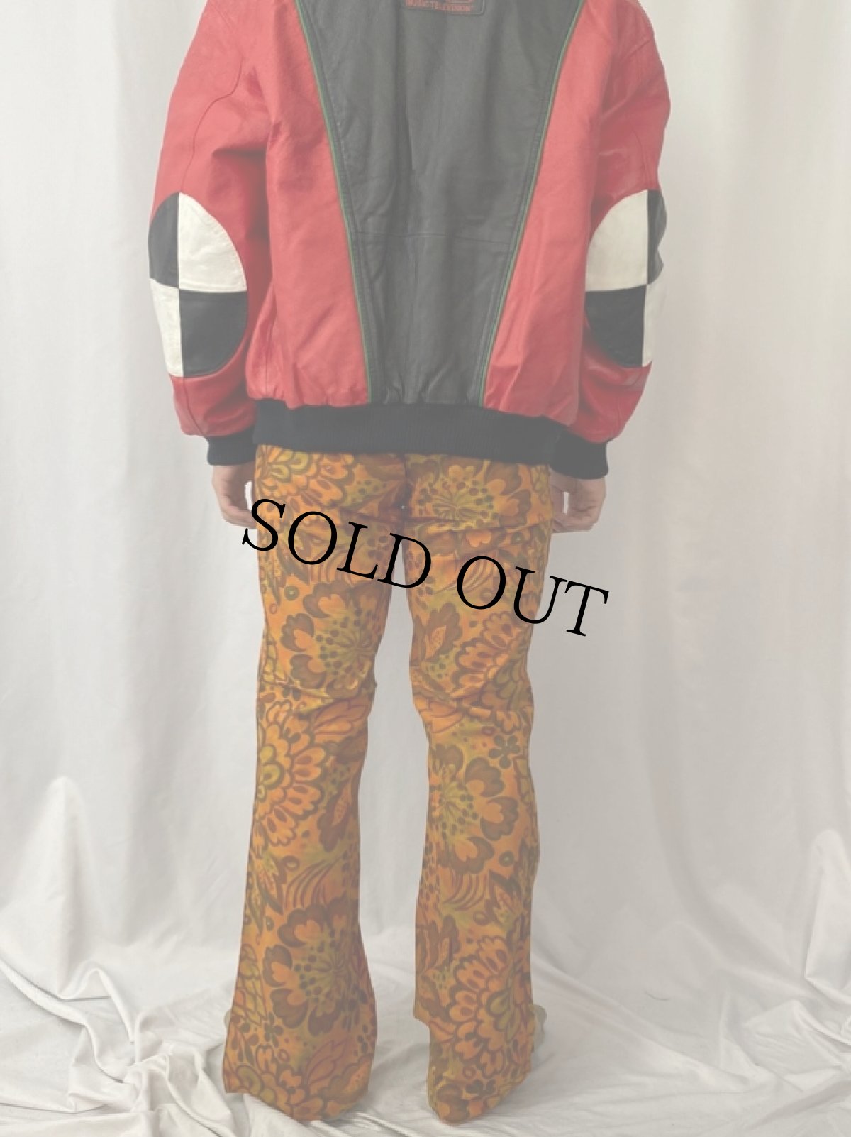 画像4: 70's Male 花柄 ブーツカットコットンパンツ DEADSTOCK W31 (4)