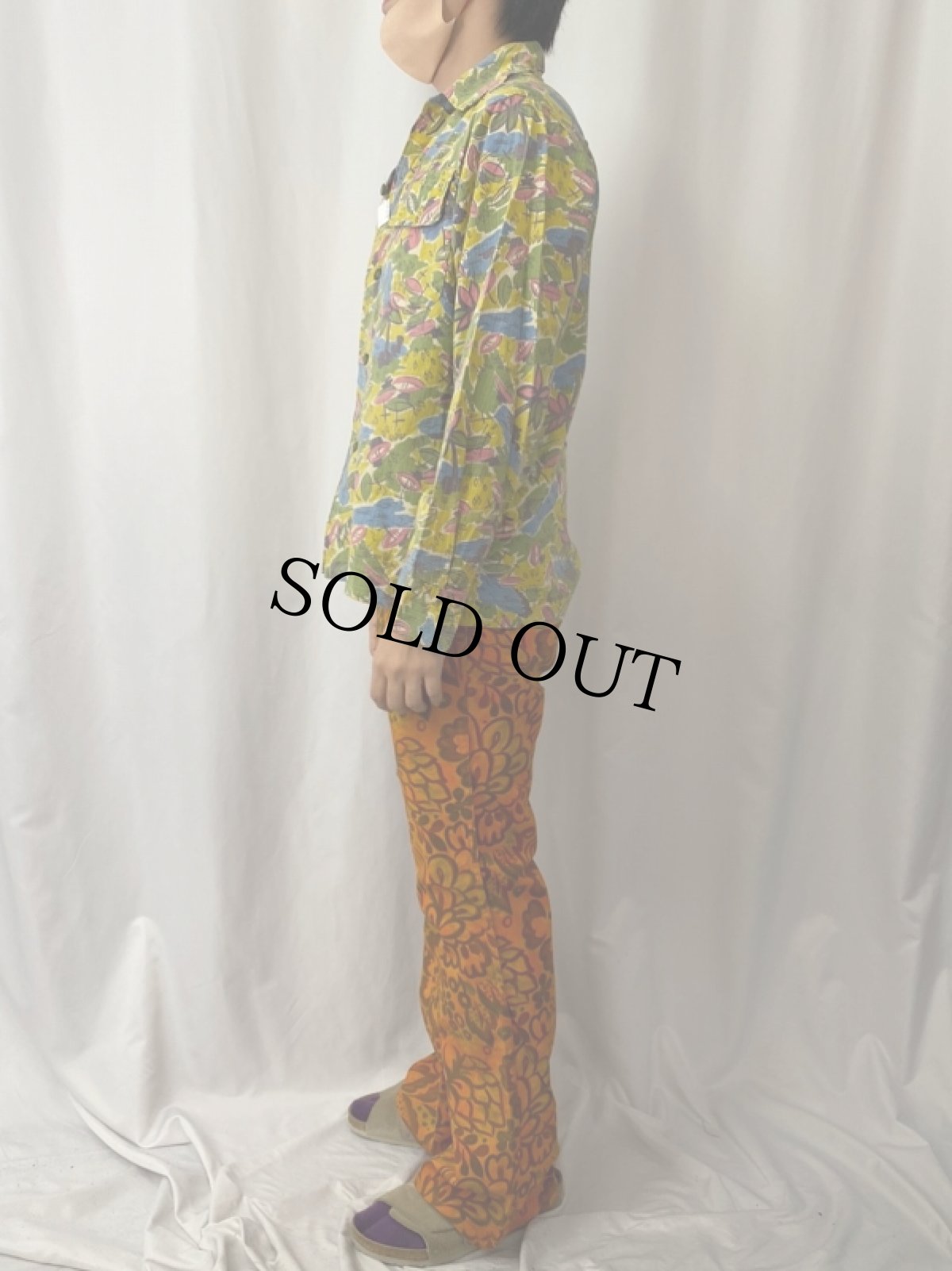 画像3: 50's 総柄 シアサッカー オープンカラーシャツ (3)