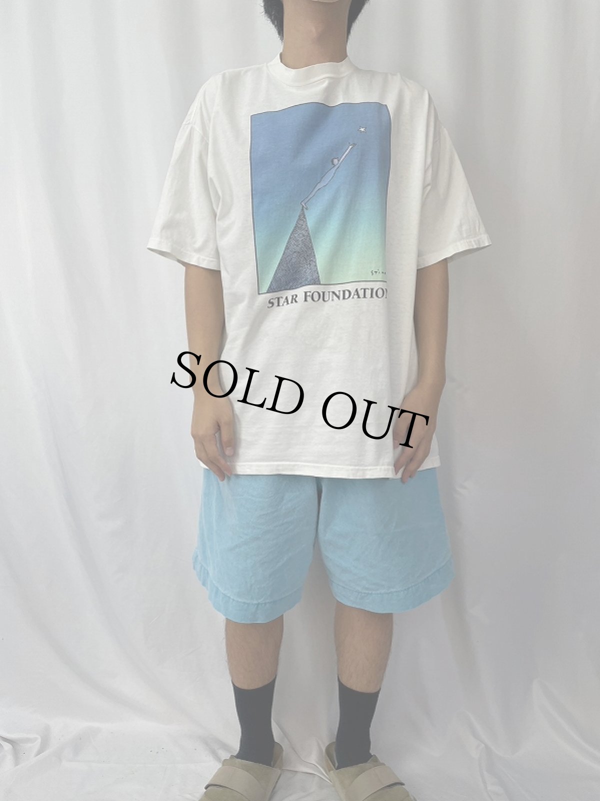 画像2: 90's Richard Stain "Man Reaching For A Star" アートプリントTシャツ XXL (2)