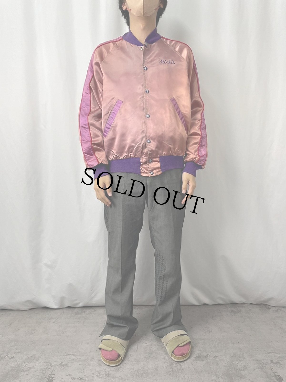 画像2: 80's Spyro Gyra フュージョン・バンド 刺繍入りサテンスタジャン (2)