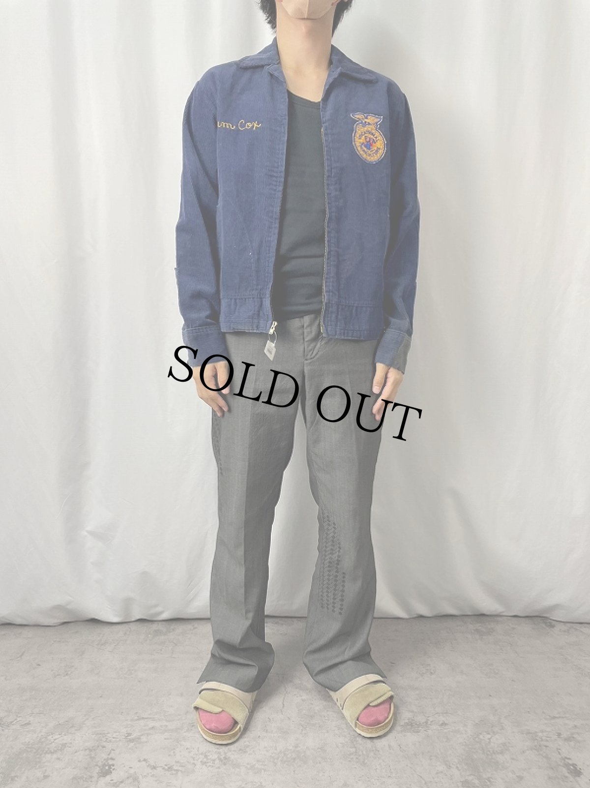 画像2: 60's〜70's FFA "CALIFORNIA TEHACHAPI" ファーマーズコーデュロイジャケット 38 (2)