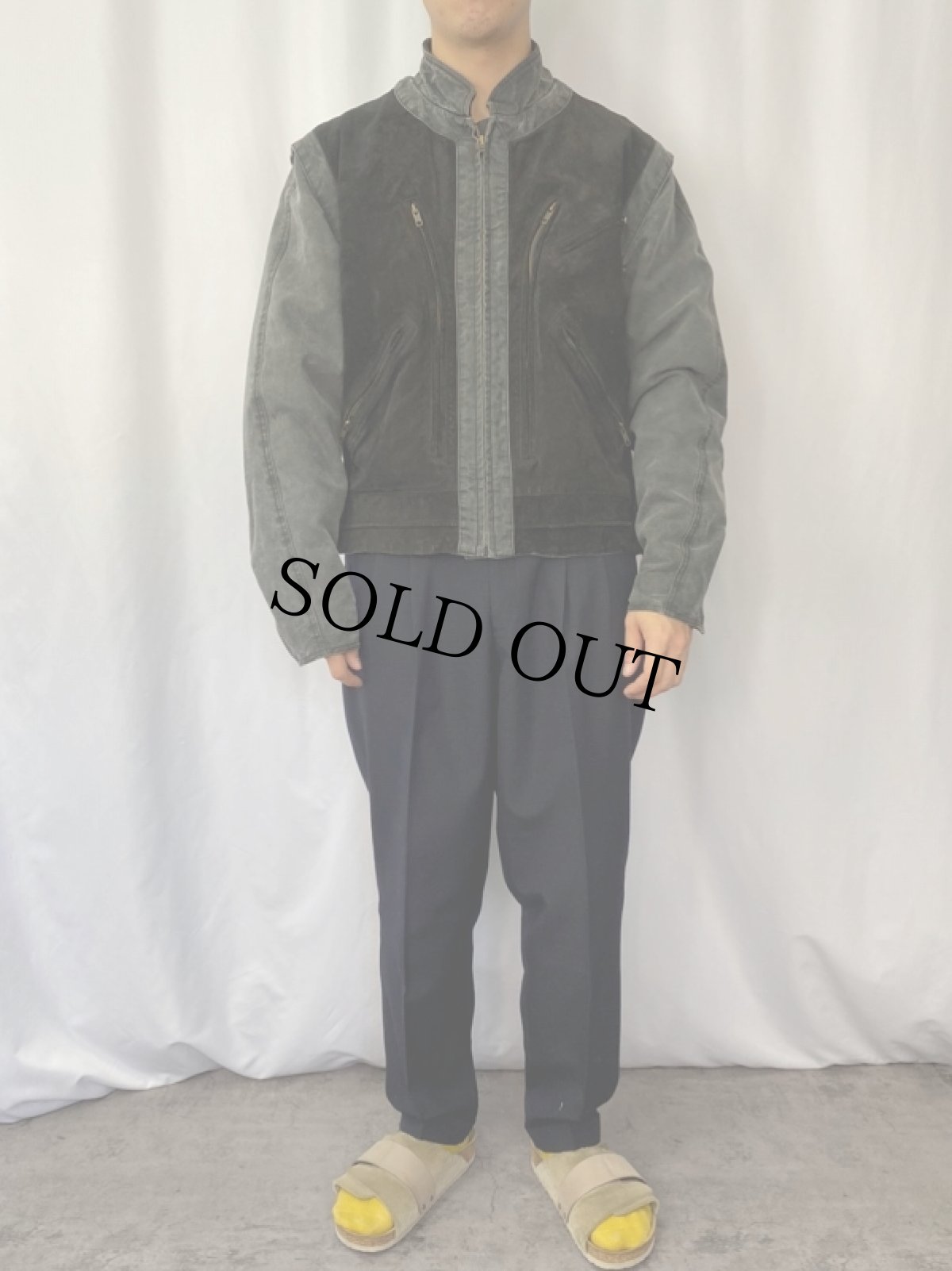 画像2: HARLEY-DAVIDSON ダック×スウェードレザー ジャケット M (2)