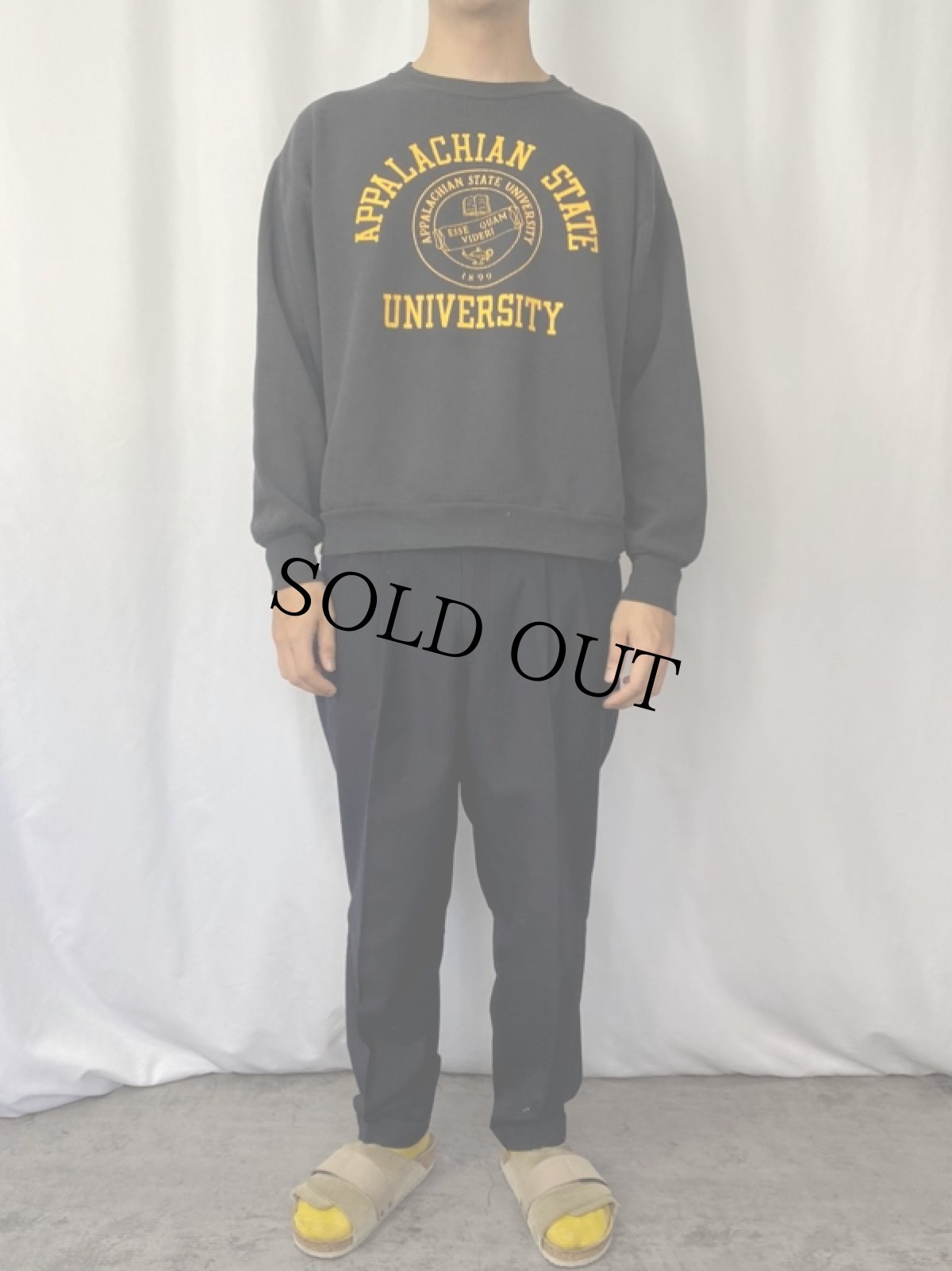 画像2: 90's USA製 "APPALACHIAN STATE UNIVERSITY" カレッジプリントスウェット BLACK XL (2)