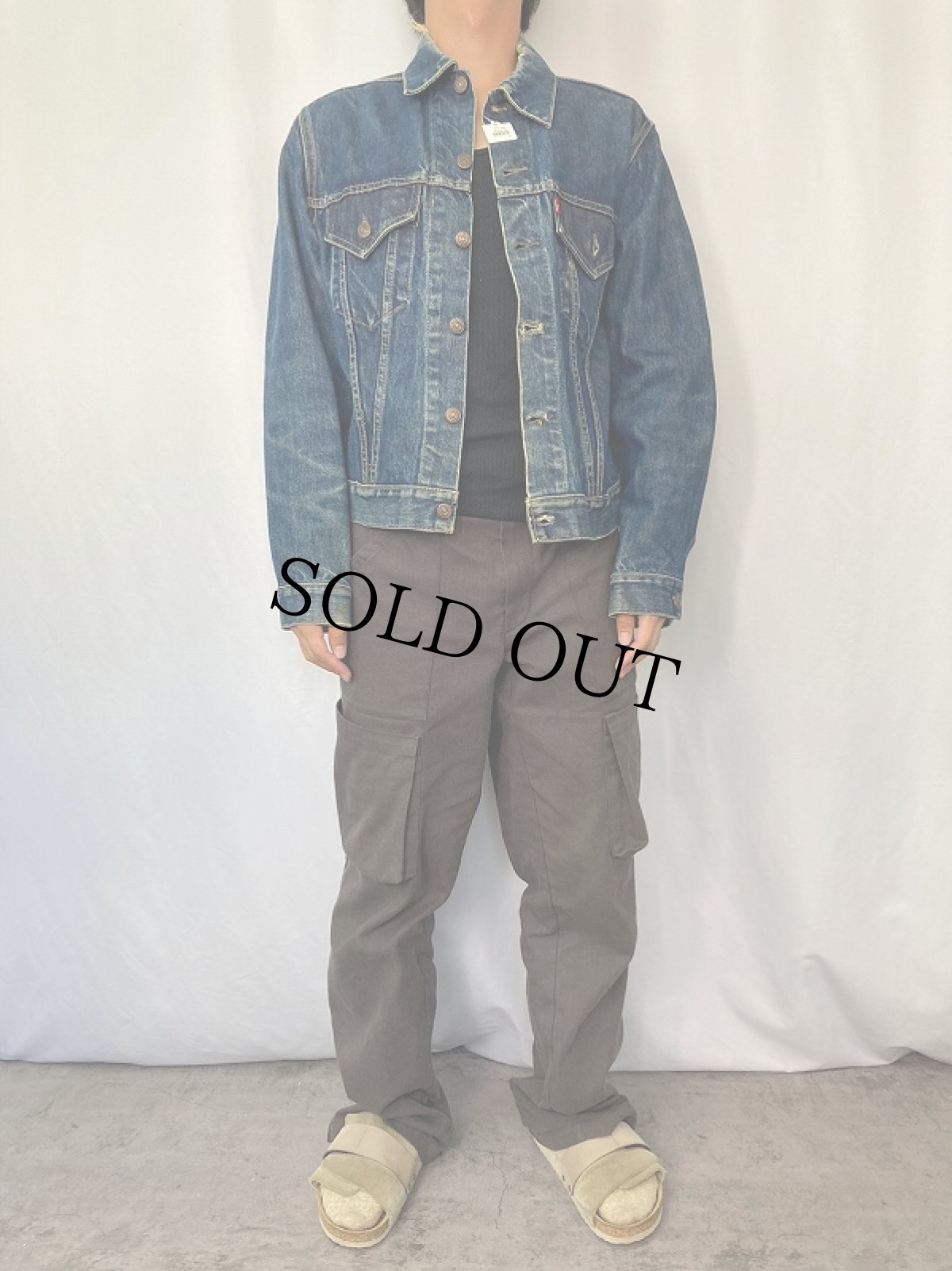 画像2: 60's LEVI'S 557 BIGE USA製 3rd デニムジャケット size42 (2)