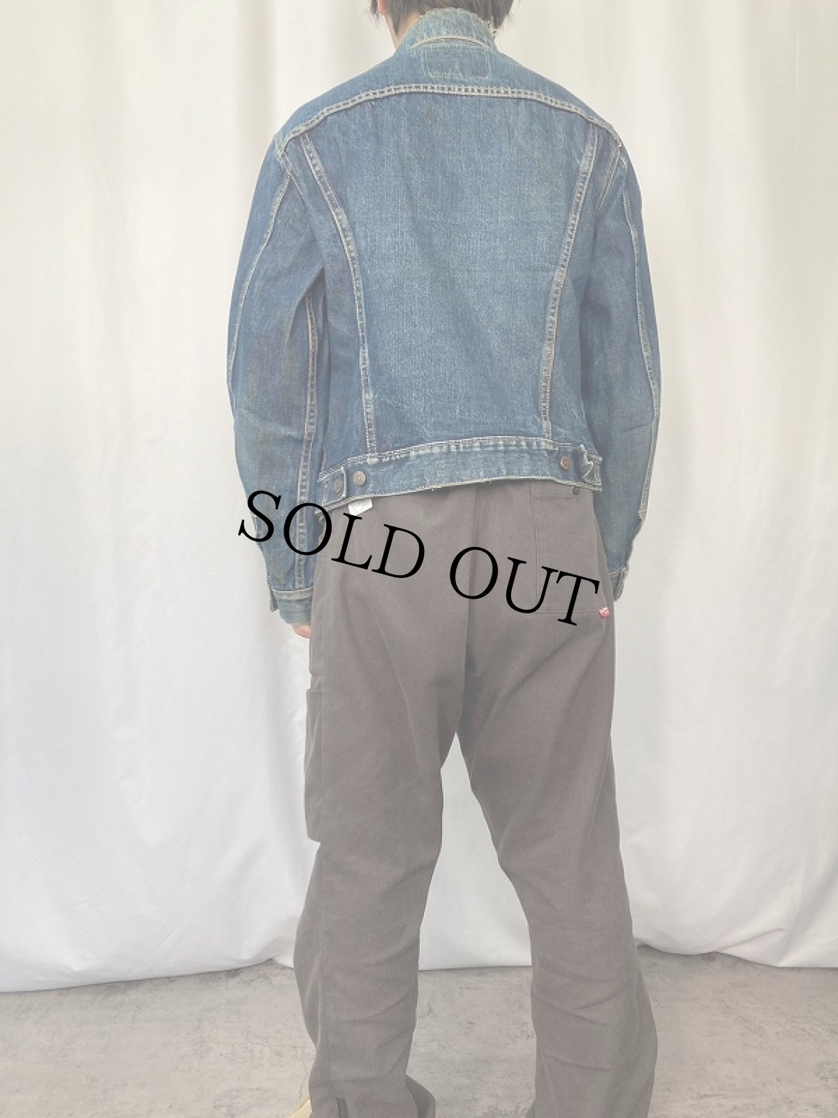 画像3: 60's LEVI'S 557 BIGE USA製 3rd デニムジャケット size42 (3)