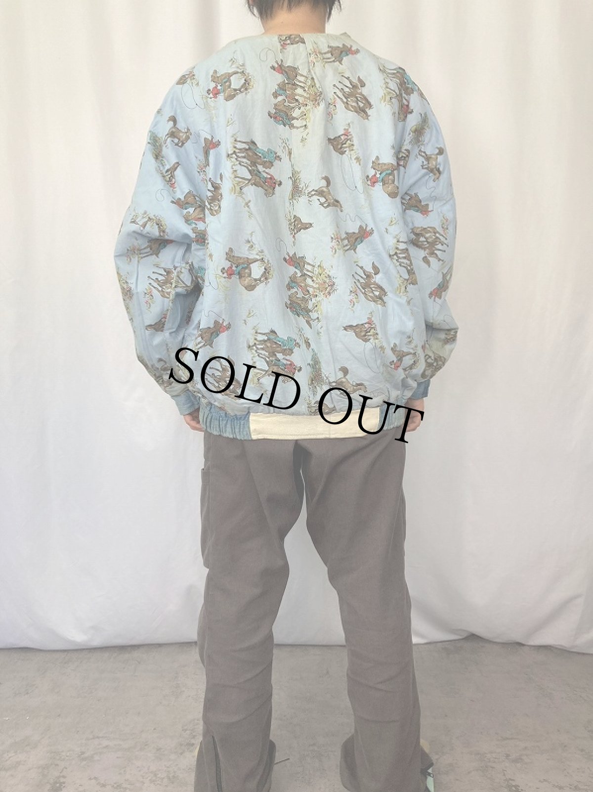 画像5: レザー×デニム パッチワークジップジャケット (5)