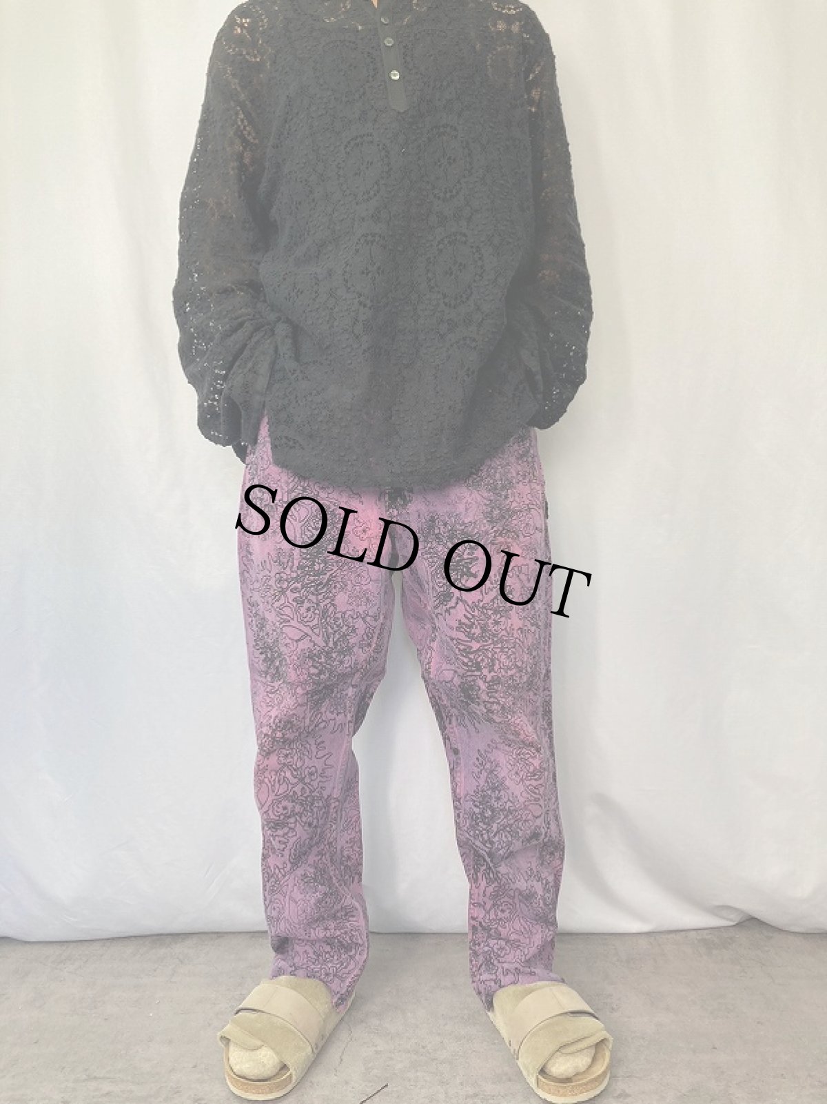 画像2: 総柄後染めデニムパンツ W35 (2)