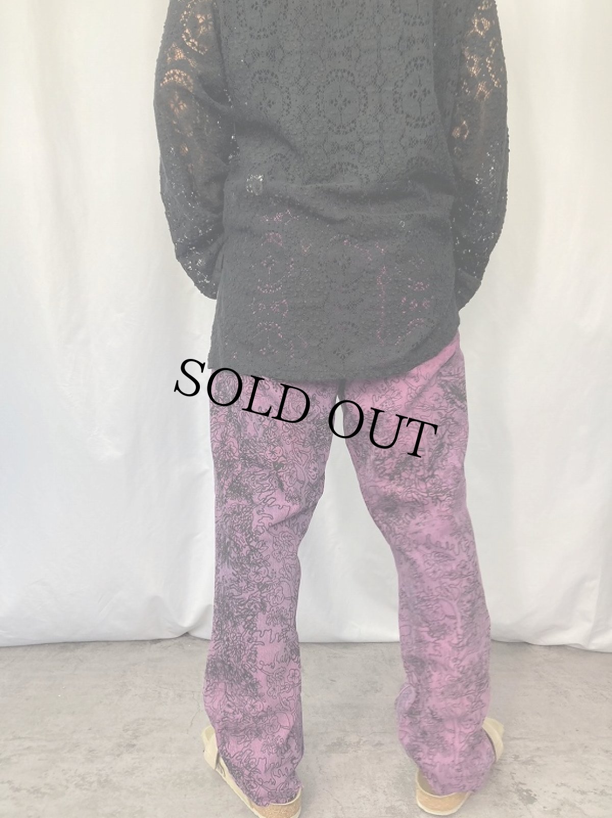 画像3: 総柄後染めデニムパンツ W35 (3)