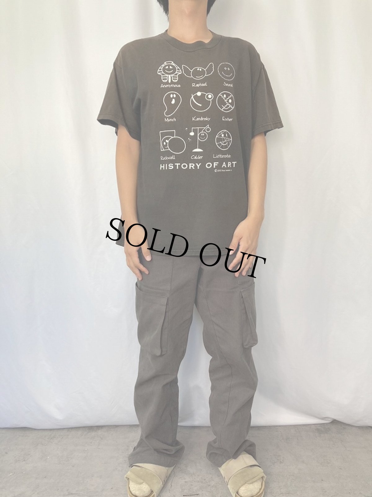 画像2: 2000's USA製 "HISTORY OF ART" スマイルプリントTシャツ L (2)
