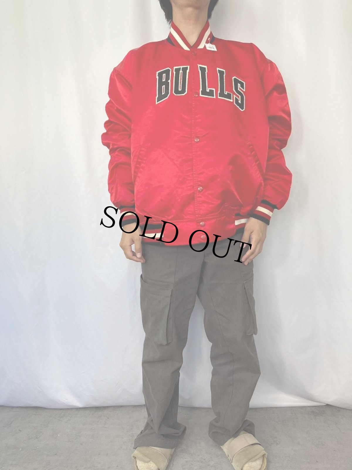 画像2: 90's STARTER USA製 "CHICAGO BULLS" NBAチーム ナイロンスタジャン XXL (2)