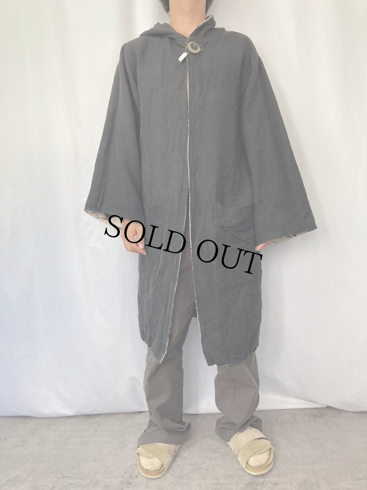 画像6: tribe NEPAL製 総柄デザイン リバーシブル フードコート S (6)