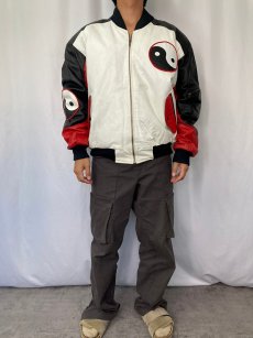 画像3: 90's MICHEAL HOBAN KOREA製 "敗戦" 陰陽デザイン レザースタジャン M (3)