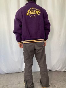 画像4: 90's LOS ANGELES LAKERS パッチ×刺繍 NBAチームメルトンスタジャン L (4)