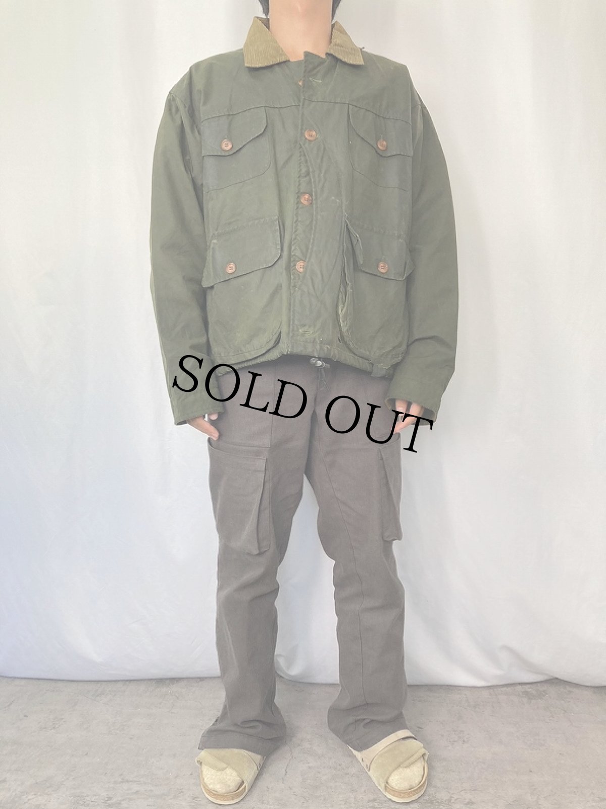 画像2: 80's L.L.Bean SCOTLAND製 ハーフムーン オイルドフィッシングジャケット LARGE REG (2)
