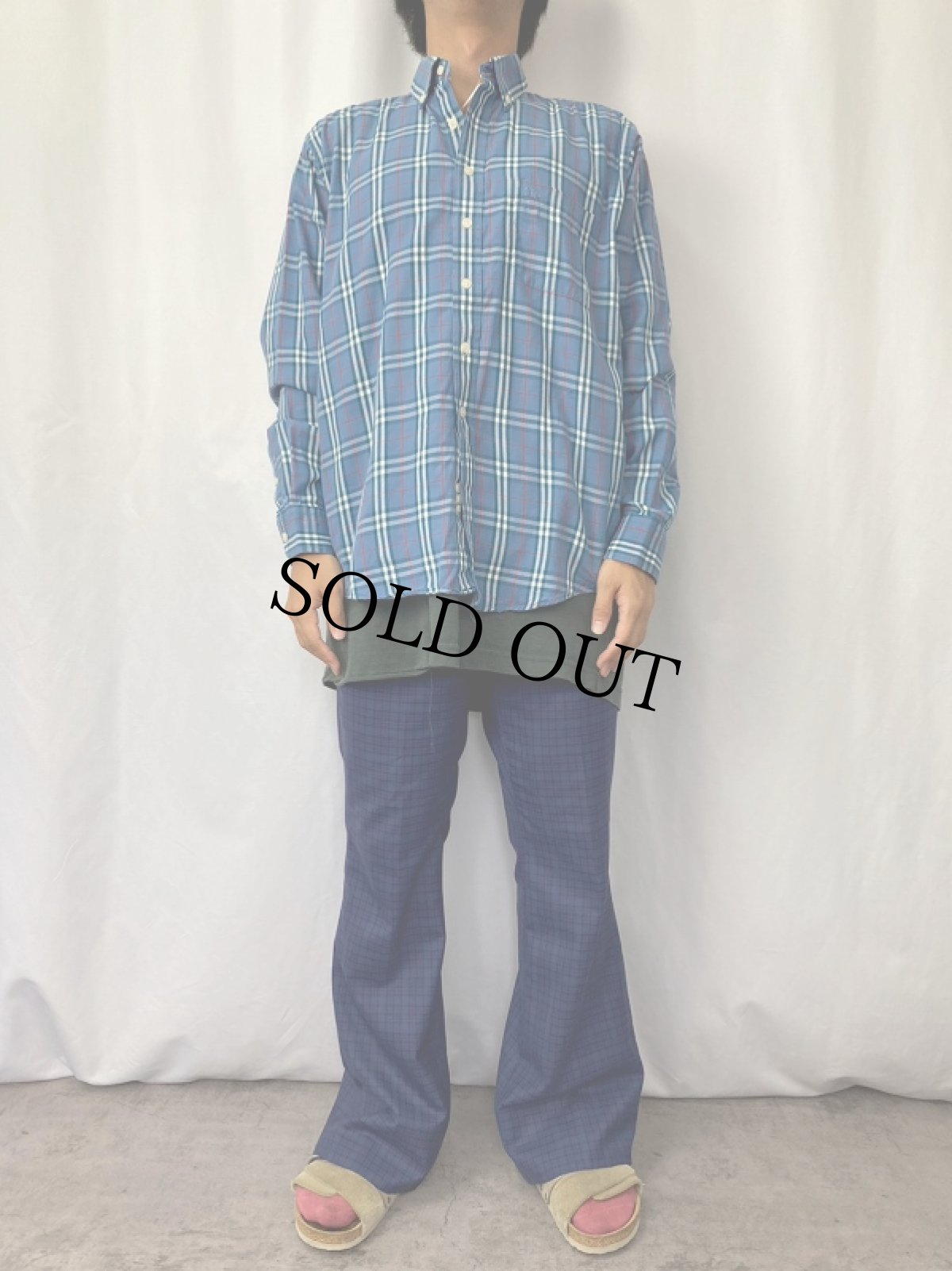 画像2: BURBERRY LONDON バーバリーチェック柄 ボタンダウンシャツ M (2)