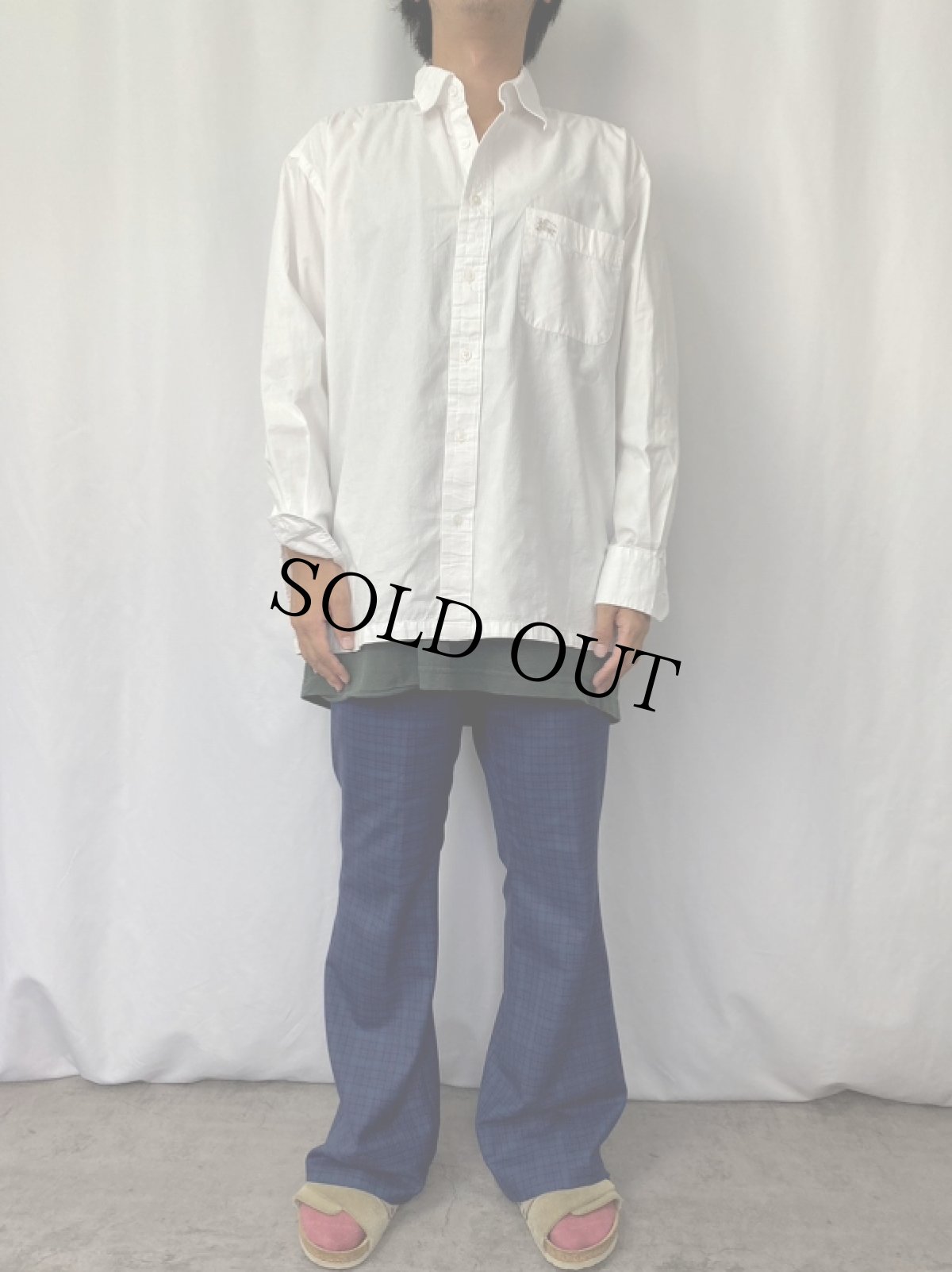 画像2: BURBERRY LONDON ロゴ刺繍 コットンシャツ 2L (2)